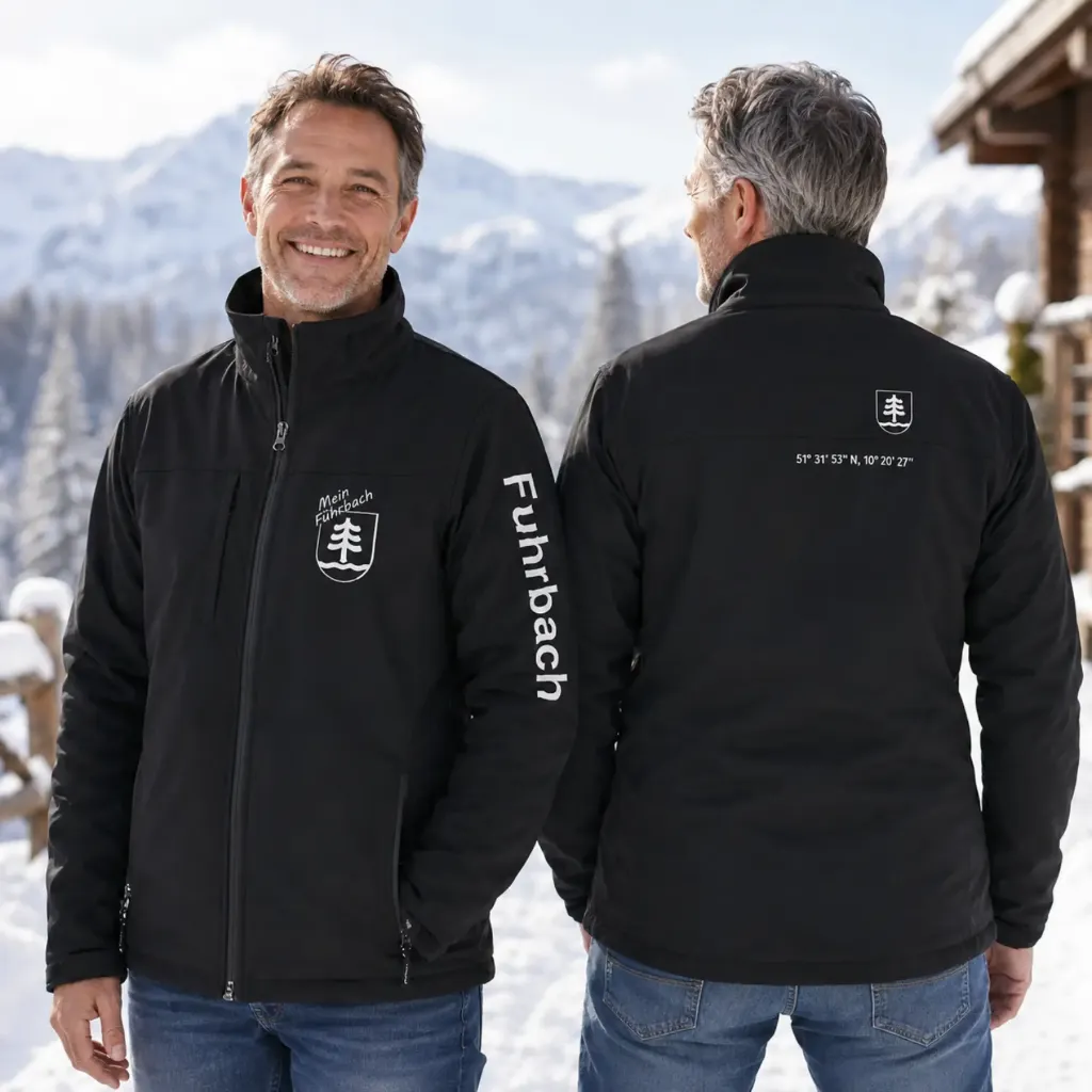 [MF-SSF-HER-S-OHNE] Classic Soft Shell Jacket "Mein Fuhrbach" – Unisex (S, Ohne Personalisierung)