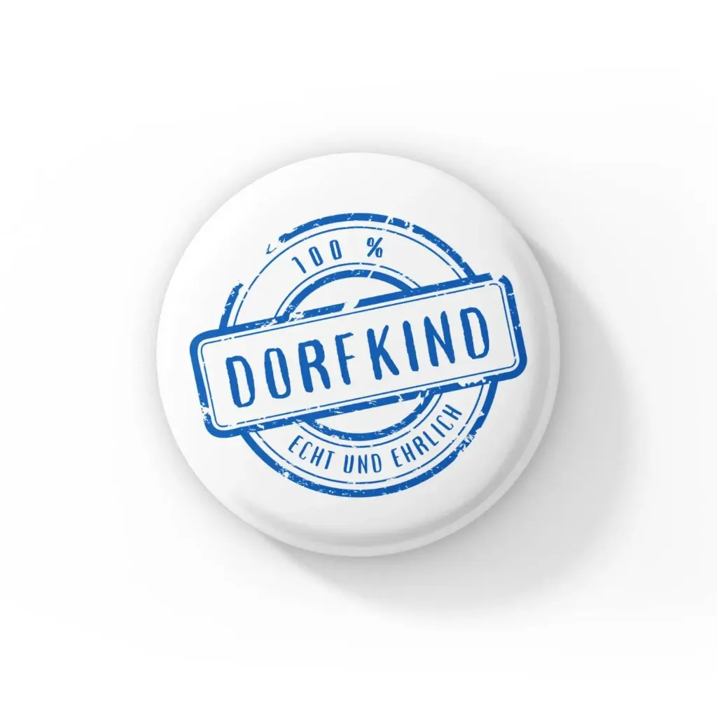 100% Dorfkind Ansteckbuttons - Zeige Deinen Stolz! (Blau)