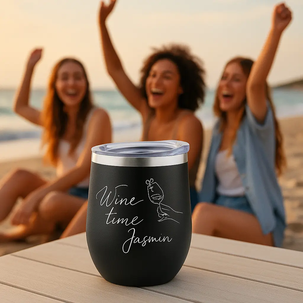 Edelstahl-Weinbecher „Wine Time“ – personalisiert & doppelwandig isoliert