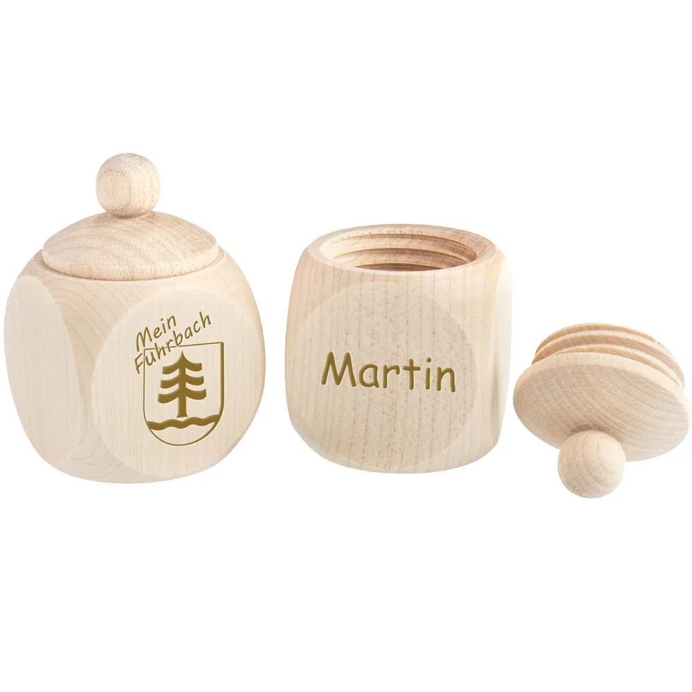 Personalisierte Zahndose aus Ahorn – „Mein Fuhrbach“ + Name