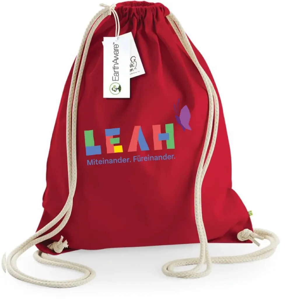 LEAH Support-Turnbeutel – EarthAware® Bio Canvas | #HansArbeit (classic red)