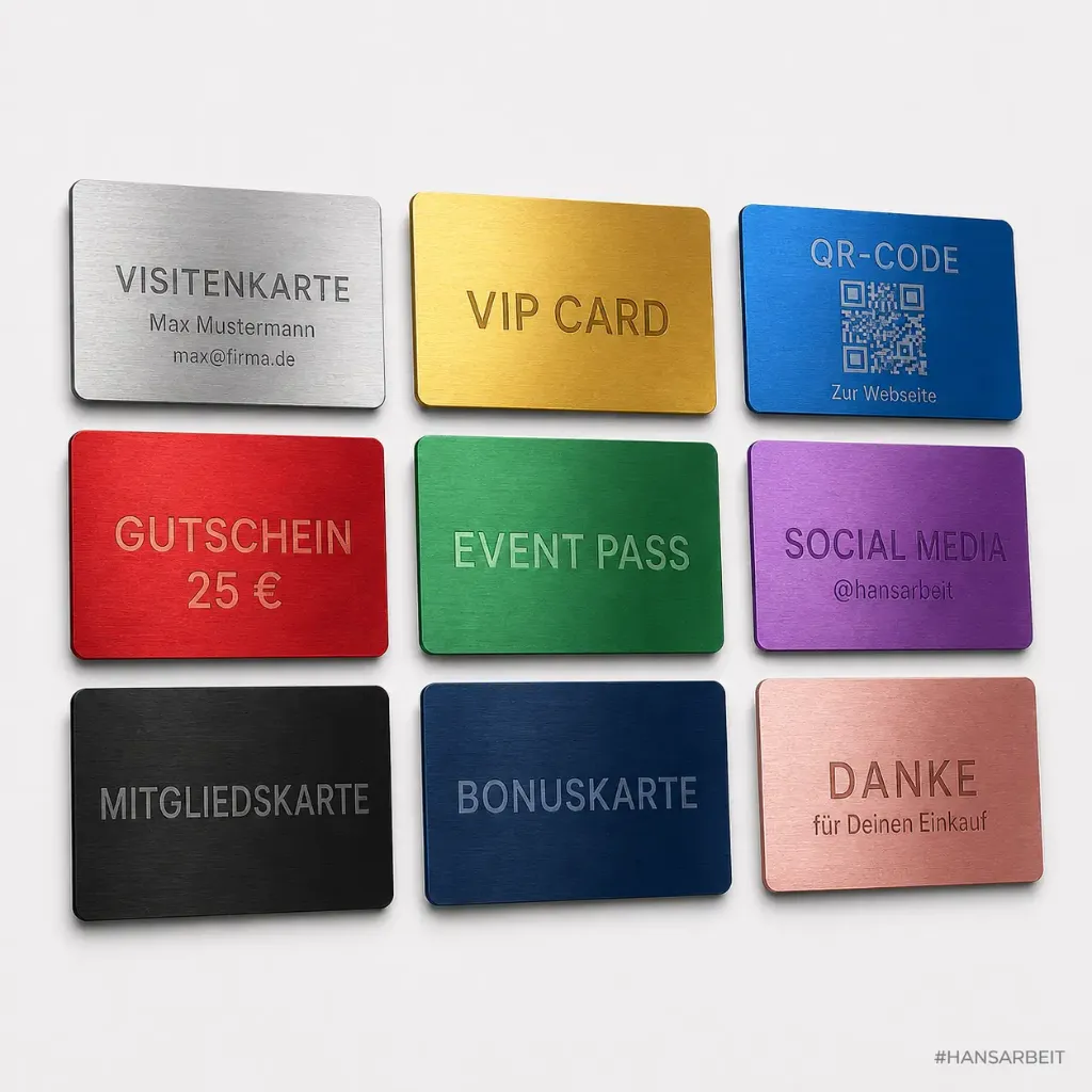 Metall-Visitenkarten mit Lasergravur – hochwertig statt Standard (Silber)