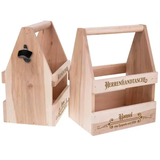 [43106-01] Personalisierter Holz Bierträger aus massiver Erle "Eine Legende" von #HansArbeit