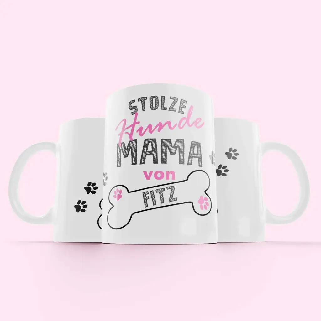 Personalisierte Tasse „Stolze Hundemama“ – Individuell mit Namen