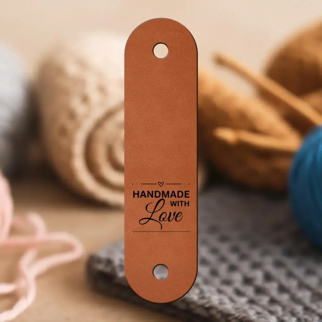 Label-Set „Handmade With Love“ – Kunstleder-Labels für Handarbeiten​
