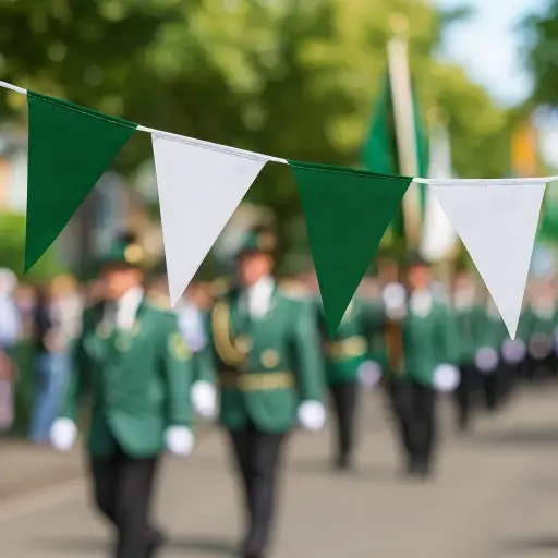 [DT-001-10] Wimpelkette Grün-Weiß Premium für Schützenfeste - 10 Meter