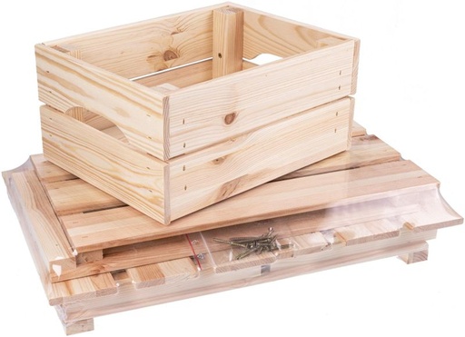 [37087-LG] Obst- und Apfelkiste aus FSC®-zertifizierter Fichte | 46 x 31 x 25 cm | Nachhaltige und stabile Holzkiste (groß)